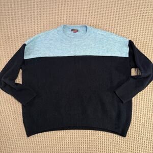 Vince Camuto Blue Cozy Color Block Long Sleeve Womens Medium